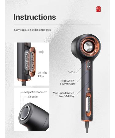 MelodySusie Ionic Hair Dryer | 1400W Fast Drying Blow Dryer | Professional Portable Hair Styling | Damage-Free & Low Noise - Buy Online on GoSupps.com