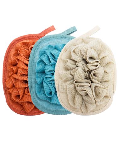 Amariver 3 Pack Bath Loofah Body Sponge Brushes Pouf Bath Mesh Brush Bath Shower Glove with Flower Bath Ball