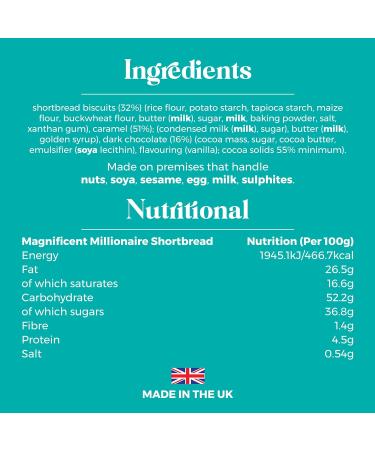 Belle & Wilde Magnificent Millionaire Shortbread | Handcut with No Preservatives I Suitable For Vegetarians Coeliac-friendly & 100% Gluten Free - Buy Online on GoSupps.com
