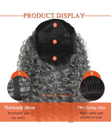 CINHOO Grey Curly Wave Headband Wig for Black Women - 15 Inch Synthetic Half Wig with Attached Headband - Afro Kinky Curly Style - Buy Online on GoSupps.com