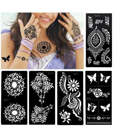 Konsait Large Temporary Tattoo Stencils - Reusable Henna Sticker Kit for Adults & Girls - Buy Online on GoSupps.com