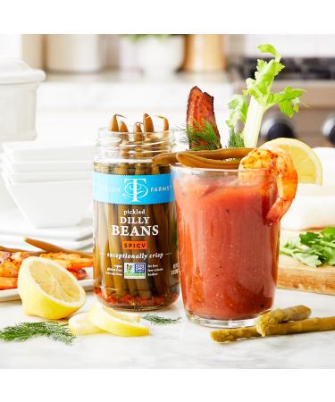 Tillen Farms Hot & Spicy Dilly Beans - 12 oz | Tangy Pickled Snack - Buy Online on GoSupps.com