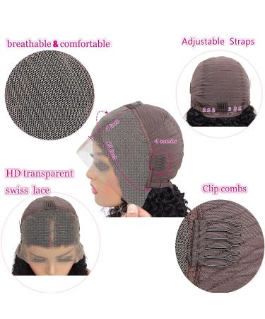 Curly Bob Human Hair Wig 10 Middle Part 13x4 Lace Front 150% Density - Pre Plucked HD Transparent Lace Frontal Wig for Black Women - Buy Online on GoSupps.com