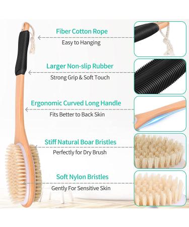 KIPRITII Ergonomic Back Scrubber - Double-Sided Shower Brush for Cellulite & Lymphatic Health (Black) - Buy Online on GoSupps.com