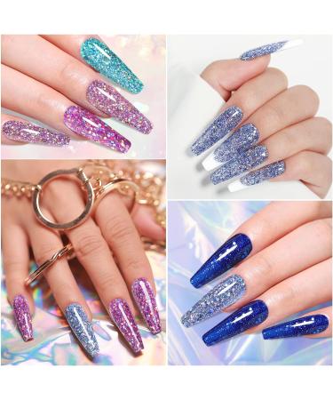 Yueshop 6 Pcs 8ml Purple Pink Glitter Gel Nail Polish Kit - Blue Green Sparkle Silver Shining Gel Nail Polish Soak Off UV Gel Nail Lamp Varnish Manicure Kit For Beauty Birthday Gift - Buy Online on GoSupps.com