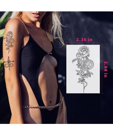 Fierce & Fabulous Black Tattoos - 52 Sheets of Adorable Designs for Women | Flowers Snakes Lions & More - Buy Online on GoSupps.com