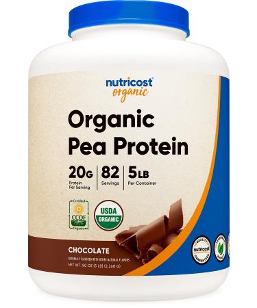 Nutricost Organic Pea Protein Powder (Chocolate, 5 Pound) - Certified USDA Organic, Protein from Plants, Vegan Friendly, Gluten Free, Non-GMO Chocolate 5 Pound (Pack of 1)