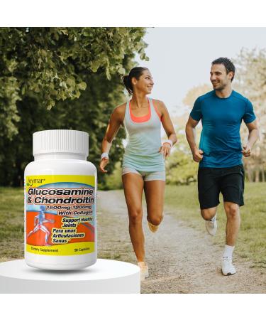 Arymar Glucosamine 1500 mg and Chondroitin 1200 mg with Collagen Joint Health Supplement 90 Capsules - Buy Online on GoSupps.com