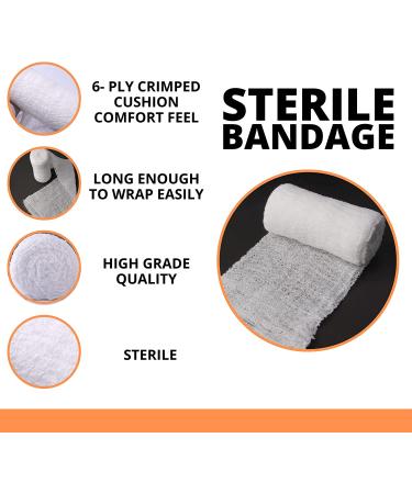 8 Pack Sterile Gauze Stretch Bandage Roll 4 x 4 Yards, 6-Ply Ideal for Wound Care, Easy-to-Use Cotton Hand Wrap for Ankles & Knees - Add to First Aid Supplies - Buy Online on GoSupps.com