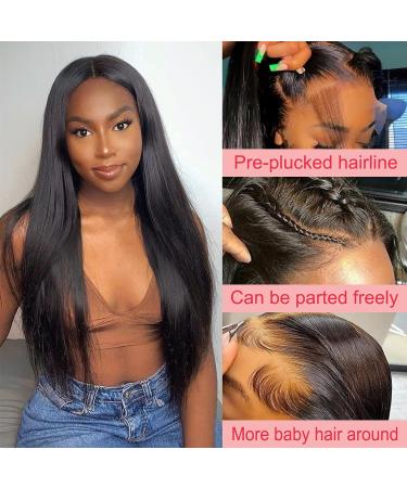 22 HD Lace Front Wig Human Hair 180% Density for Black Women - Pre Plucked with Baby Hair - Natural Color - Buy Online on GoSupps.com