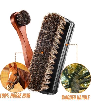 Horsehair Shoe Shine Brush Kit with Dauber Applicators - Leather Care Brushes and Suede Cleaner Set with Microfiber Gloves (4 Pcs Style D) - Buy Online on GoSupps.com