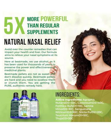 Best Made Natural Products Stuffy Nose & Sinus Relief - BM100 Drops for Rhinitis Congestion & Allergies - Buy Online on GoSupps.com