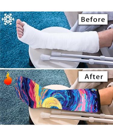 Starry Night Print Washable Leg Cast Cover | Adjustable Knee Cast Sock for Men & Women | Breathable Foot Cast Protector Sleeve - Buy Online on GoSupps.com