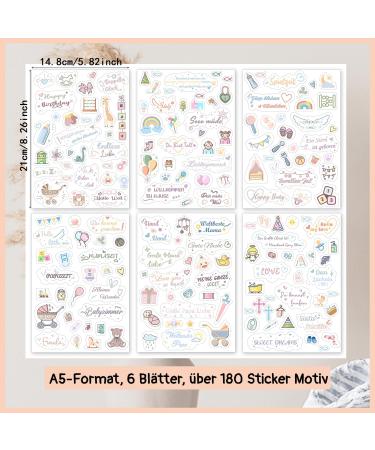 Sticker Baby Album - 180+ Motif Transparent Stickers for Kids | Perfect Photo Album & Scrapbook Accessories | Ideal Baby Party Gift - Buy Online on GoSupps.com