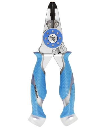 Cuda 7.5-Inch Mono/Braid Fishing Pliers with Integrated Tungsten Carbide Wire Cutters, Blue, Medium (18846)