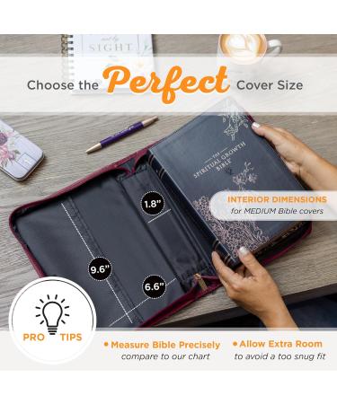 Christian Art Gifts Bible Cover for Women - Walk by Faith 2 Corinthians 5:7 Synthetic Leather Zip Closure Medium Chestnut Brown - Buy Online on GoSupps.com