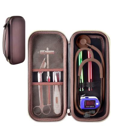 Stethoscope Case Compatible with 3M Littmann Classic III Monitoring/Lightweight II S.E/Cardiology IV Diagnostic/MDF Acoustica Stethoscopes, Extra Pocket for Doctor & Nurse Accessories (Chocolate)