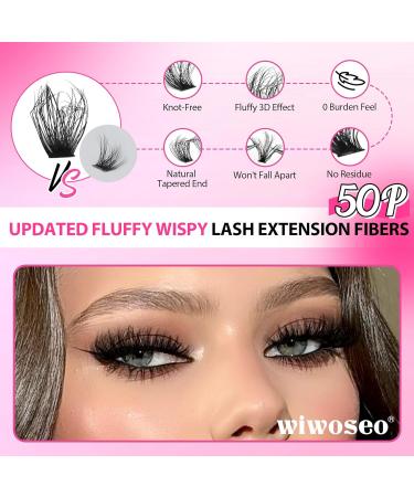 wiwoseo Fluffy Cluster Lashes Kit - Natural Look Russian Lash Extensions with Bond & Seal Glue (0.07D Volume, 9-16MM) - Buy Online on GoSupps.com