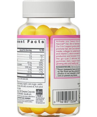 NeoCell Collagen + Vitamin C & Biotin Gummies - Hair, Skin & Nails Support | Collagen Type 1 & 3 | Lemon Flavor - 60 Count - Buy Online on GoSupps.com