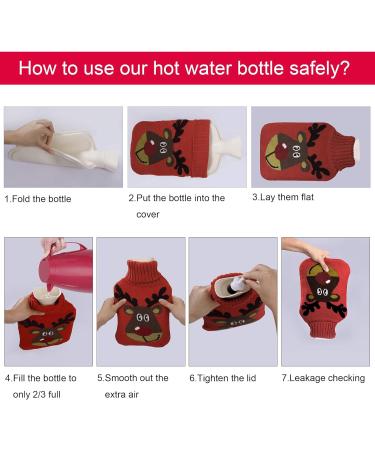 Durable 2L Hot Water Bottle with Reindeer Knitted Cover | Safe & Cozy Christmas Gift | 33x20cm - Buy Online on GoSupps.com