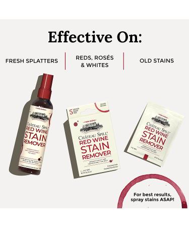 CHATEAU SPILL Red Wine Stain Remover 4oz - Powerful Safe Spray for Clothes, Tablecloth, Carpet & Upholstery - Removes Stubborn Stains Easily - 1 Pack - Buy Online on GoSupps.com