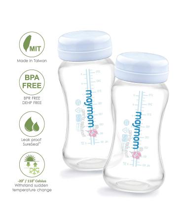 Maymom Wide-Mouth Milk Storage Collection Bottle with Travel Cap and Sealing Ring - Compatible with Spectra S1 S2, Avent, Motif, Twist, Ameda MYA Bottles - 4pc Pack - Buy Online on GoSupps.com