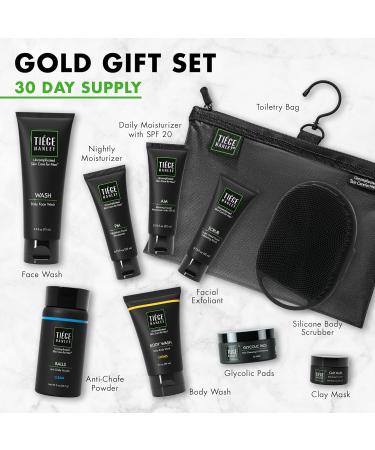 Shop Tiege Hanley Men's Skin Care Gift Box Set - Gold | Complete Skincare for Men - Face Wash Moisturizers Clay Mask & More - Buy Online on GoSupps.com