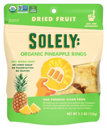 SOLELY Organic Dried Pineapple Rings, Large (Pack of 1) | One Ingredient | Vegan | Non-GMO | No Added Sugar Pineapple 5.5 Ounce (Pack of 1)