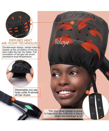 Bonoye Soft Bonnet Hair Dryer Attachment - Heat Protector Headband for Curl Styling, Conditioning, and Drying - Black - Buy Online on GoSupps.com