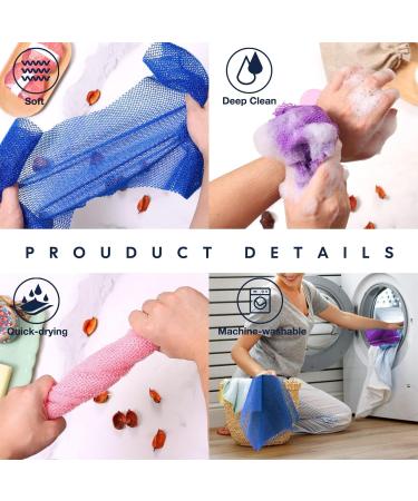 3 Pieces African Bath Sponge African Net Long Net Bath Sponge Exfoliating Shower Body Scrubber Back Scrubber Skin Smoother Great for Daily Use (Brown Blue Purple) - Buy Online on GoSupps.com
