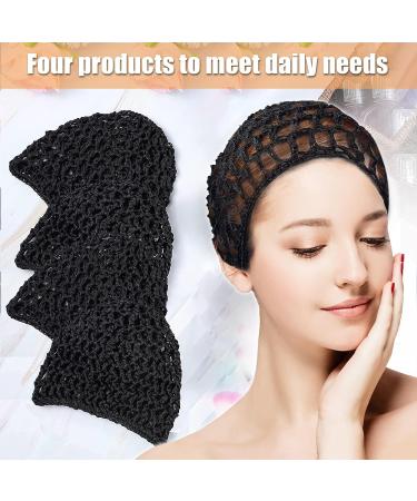 4Pcs Crochet Hair Nets for Sleeping - Soft Rayon Knit Snood Hat Mesh Hair Net - Hair Accessories 5.6in*5.6in - Buy Online on GoSupps.com