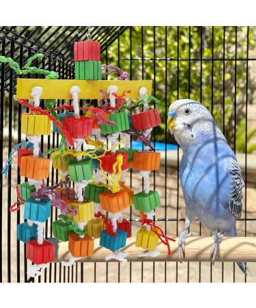 Mqupin Chewable Parrot Toys - Natural Wooden Block Foraging Toys for Budgies & Birds - 10 Inches Cage Hanging Climbing Toys - Buy Online on GoSupps.com