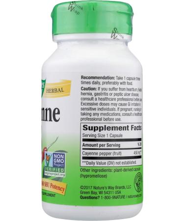 Nature's Way Cayenne Pepper 450mg Capsules - 100 Count - Buy Online on GoSupps.com