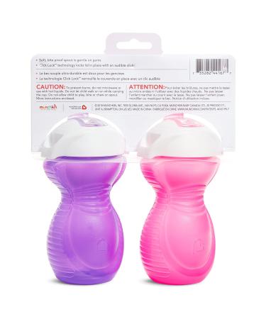 Munchkin Click Lock 9oz Sippy Cup 2 Pack - Bite Proof, Pink/Purple & White - Buy Online on GoSupps.com