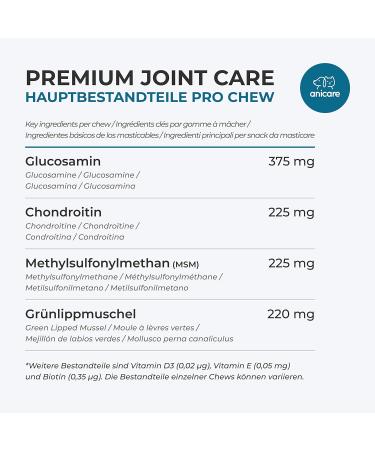 Anicare Premium Joint Care Chews for Dogs | Glucosamine Chondroitin MSM & Green Lipped Mussel - Top Choice for Joint Health - Buy Online on GoSupps.com
