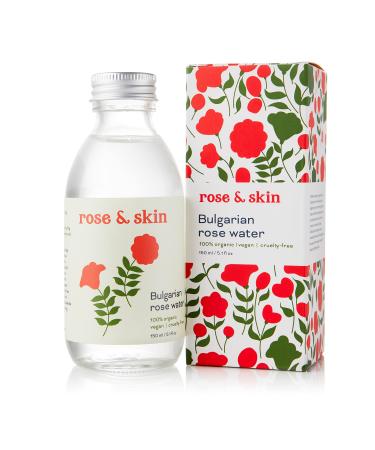 Rose & Skin Rejuvenating Organic Rose Water - Rejuvenating Cooling and Hydrating Skin Cleanser & Toner - Made in the UK Using 100% Organic Rose Hydrolat (150ml/5.1fl oz)
