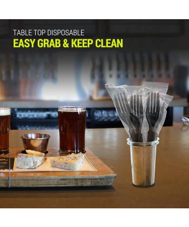 100 Pack Heavy Duty Black Plastic Forks - Individually Wrapped Disposable Utensils for Restaurant, Take Out & Catering - Buy Online on GoSupps.com