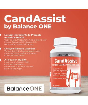 Balance ONE CandAssist - Digestion & Intestinal Flora Support - Caprylic Acid, Oregano, Berberine - 30 Day Supply - Buy Online on GoSupps.com