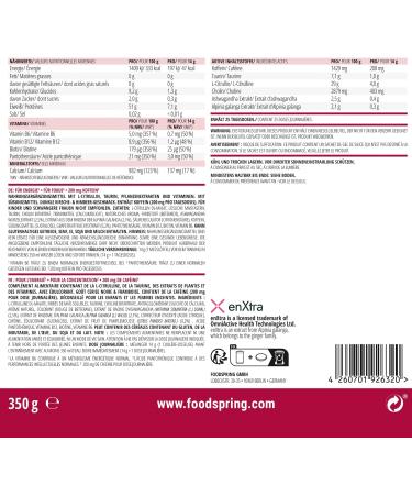 Foodspring All-in-One Pre-Workout Booster | Energy & Focus | 200mg Caffeine | Sugar-Free | Enxtra Taurine Citrulline B6 B8 Choline Ashwagandha | 350g Dark Cherry - Buy Online on GoSupps.com