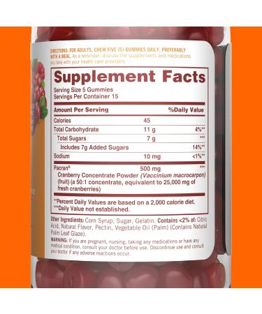 Sundown Cranberry Gummies 500mg - 75 Count, Urinary Tract Health Support, Cran-Raspberry Flavor - Buy Online on GoSupps.com