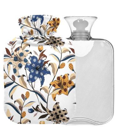 NAANLE hot hot water bottle with cover dotted striped with flower transparent hot water bottle hot bottle for bed handfoots warmer pain relief heat and cold therapy small 1 l
