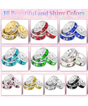 Cludoo 8mm Rhinestone Spacer Beads for Jewelry Making - 1200pcs, 10 Colors Crystal Beads Spacers for Bracelet & Necklace DIY Craft - Buy Online on GoSupps.com