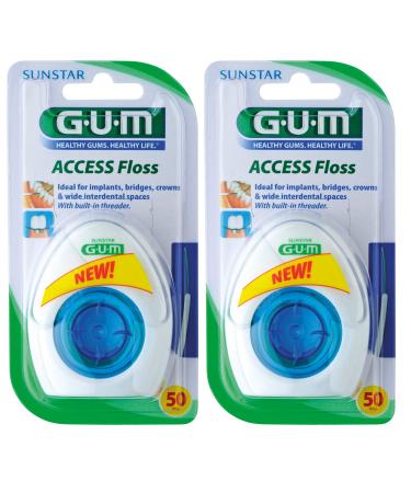 GUM Access Floss dental floss with threading aids for 2x50 applications (100 applications) from Sunstar**G