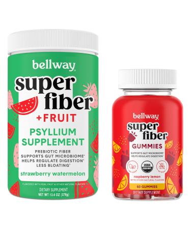 Bellway Super Fiber Powder + Fruit Strawberry Watermelon Super Fiber Gummies Bundle