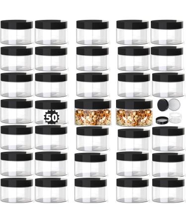 4oz Plastic Containers with Lids 50 Pack BPA Free, Bulk Clear Empty Refillable Round Sugar Scrub small 4 Oz Plastic Jars with Lids for Cosmetics, Lotions, Body Butters, Liquid Slime & Beauty Products