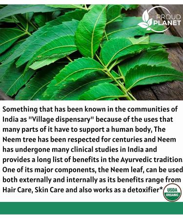 Organic Neem Leaf Powder 8oz | Azadirachta Indica | USDA Certified by Proud Planet | Skin, Hair, and Blood Benefits - Buy Online on GoSupps.com