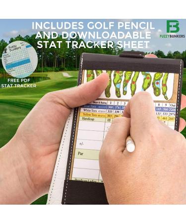 FB FUZZYBUNKERS Quality Leather Golf Scorecard Holder - Yardage Book Cover with Free Pencil and Stat Tracker Sheet - Golf Scorecard Book and Yardage Book in White - Buy Online on GoSupps.com