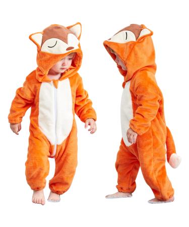 COOKY.D Unisex Winter Hooded Romper Jumpsuit 2-36 Months 6-12 Months Fox