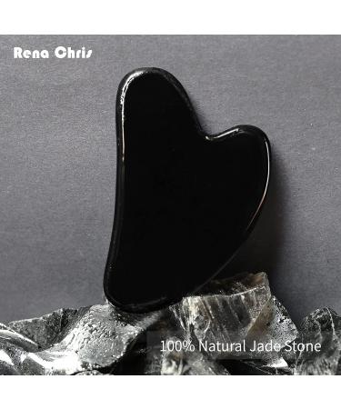 Gua Sha Massage Tool - Black Obsidian Face & Body Board | Natural Jade Stone Anti-Aging Facial Massager - Buy Online on GoSupps.com